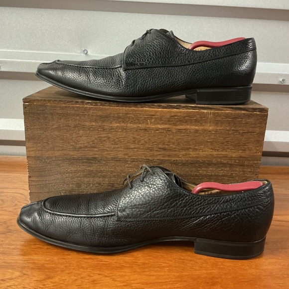 Salvatore Ferragamo Men Black Pebbled Leather Moc Split Toe Derby Oxford Size 13 - Picture 5 of 9